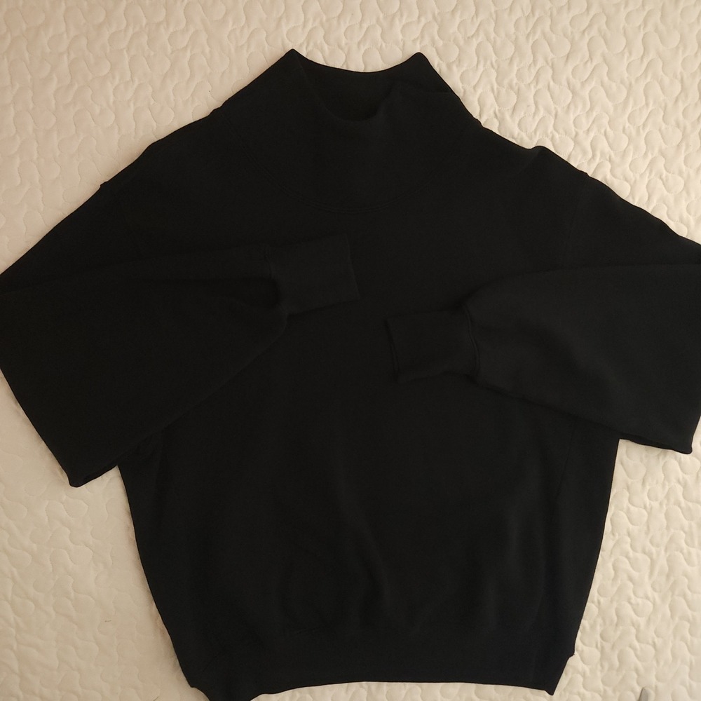Joah Brown Sweatshirt Black Mock Neck Oversized Soft Relaxed Cabincore chest 46"